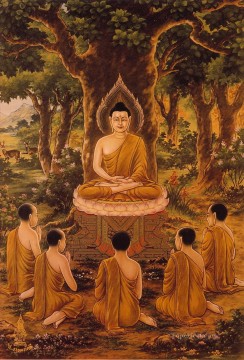 Buddhist Painting - Buddha sermon Buddhism